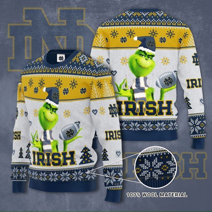 Grinch Hug Notre Dame Fighting Irish Ugly Christmas Sweater Grinch Hug Notre Dame Fighting Irish Ugly Christmas Sweater