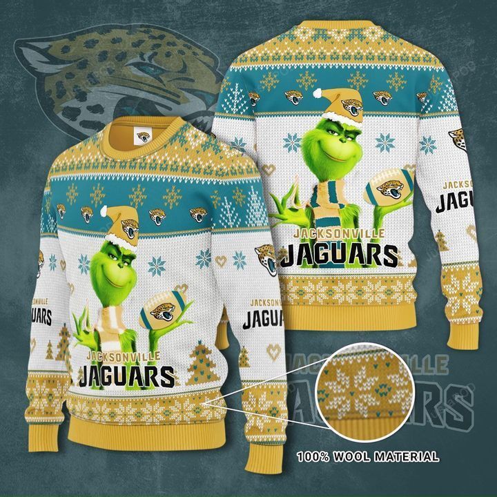 Grinch Jacksonville Jaguars 3D Ugly Christmas Sweater Grinch Jacksonville Jaguars 3D Ugly Christmas Sweater