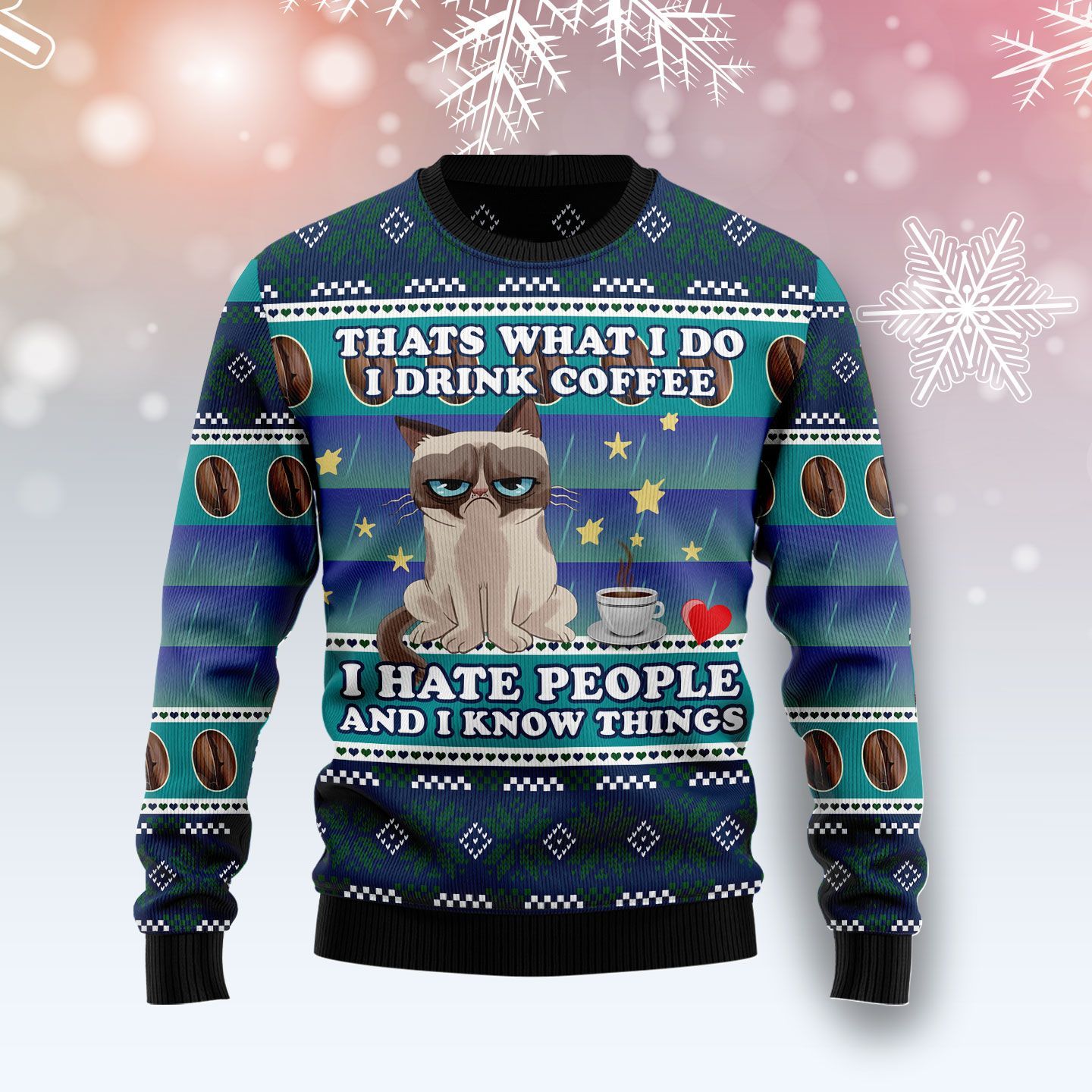Grumpy Cat Coffee Ugly Christmas Sweater Grumpy Cat Coffee Ugly Christmas Sweater