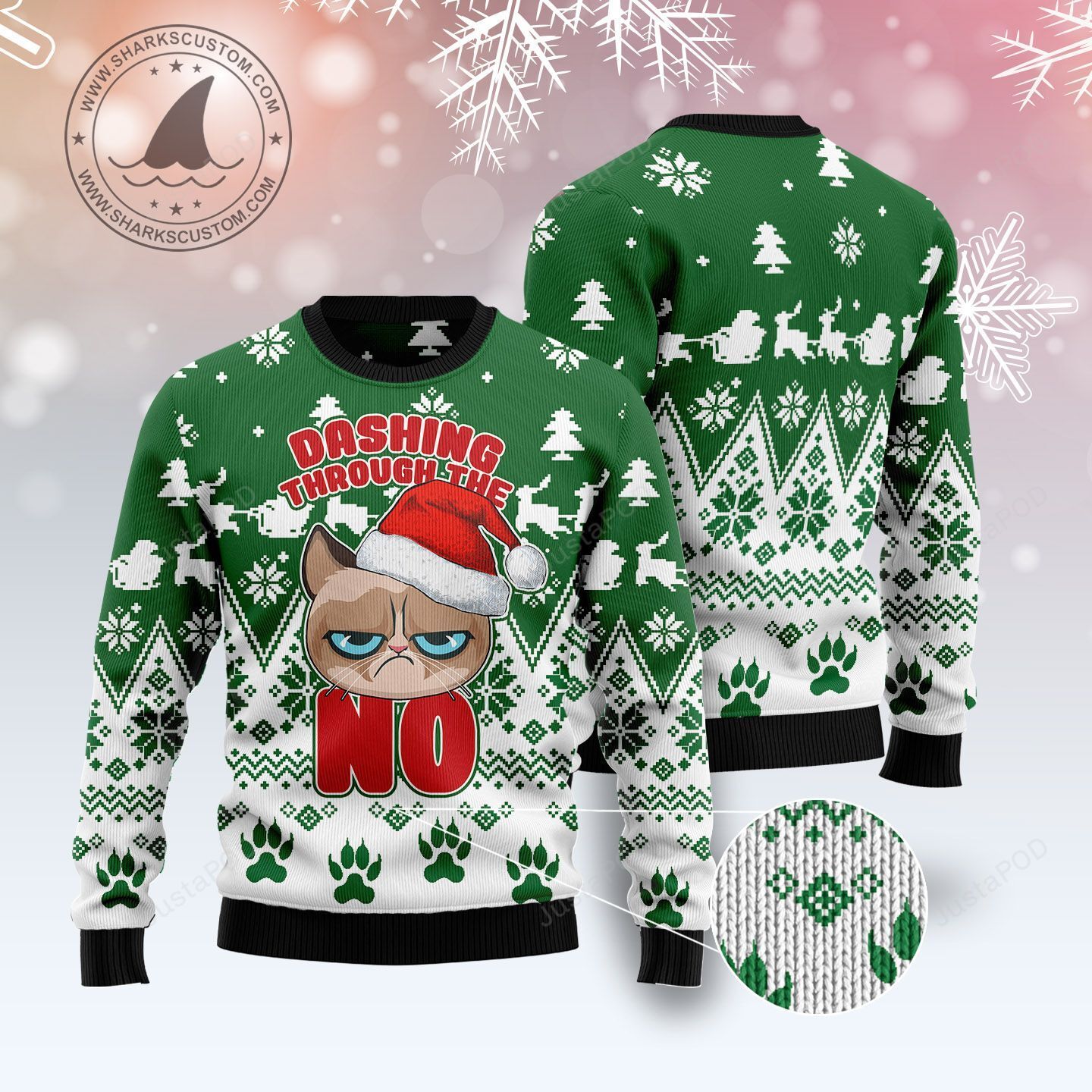Grumpy Cat Dashing Through Christmas Wool Sweater Grumpy Cat Dashing Through Christmas Wool Sweater