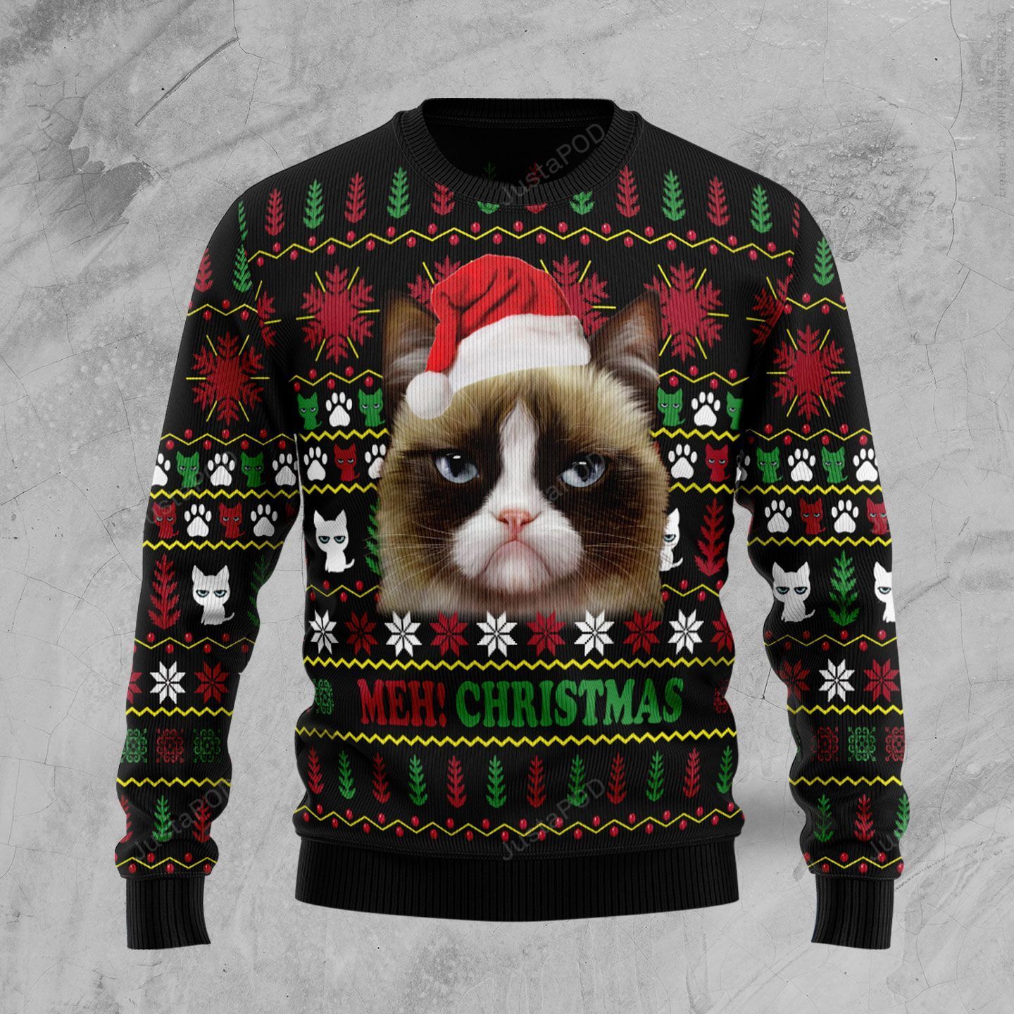 Grumpy Cat Meh! Christmas Ugly Christmas Sweater Grumpy Cat Meh! Christmas Ugly Christmas Sweater