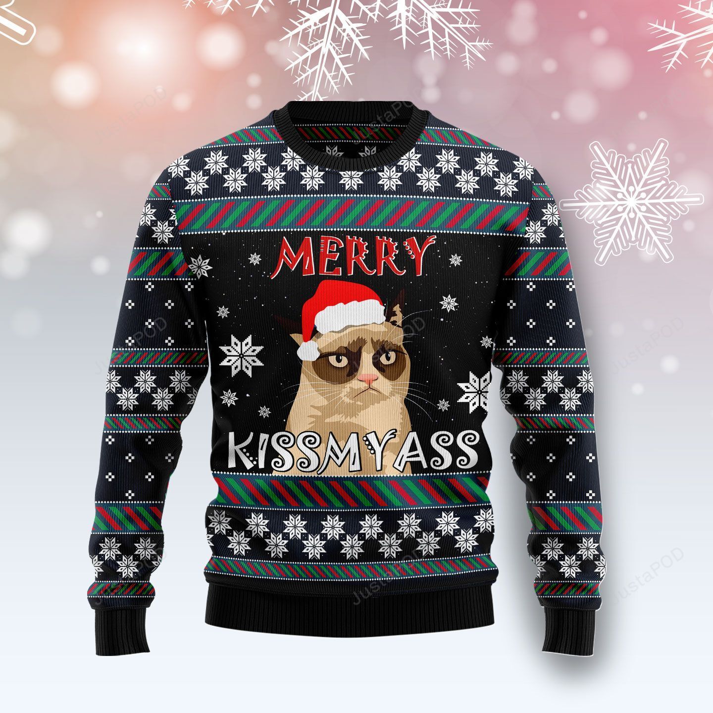 Grumpy Cat Merry Kissmyass Ugly Christmas Sweater Grumpy Cat Merry Kissmyass Ugly Christmas Sweater