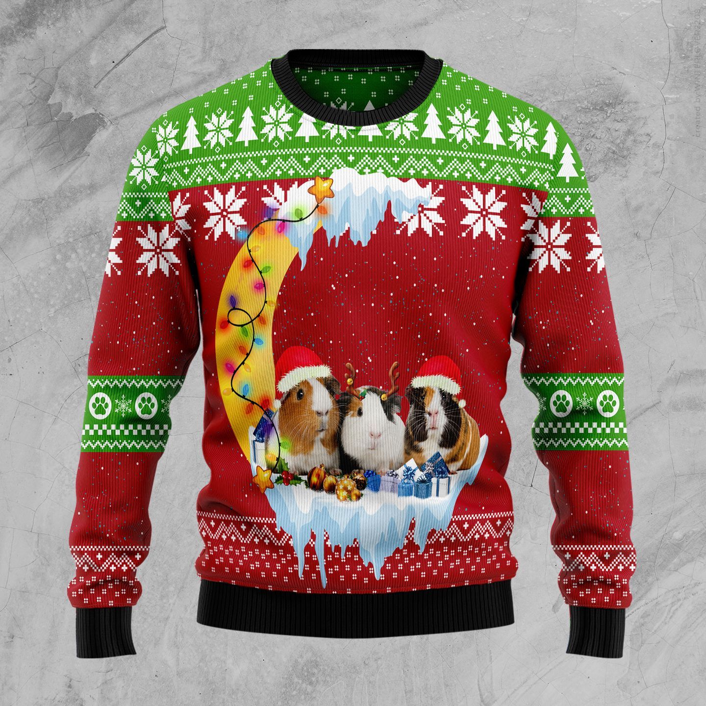 Guinea Pig Love Moon Ugly Christmas Sweater Guinea Pig Love Moon Ugly Christmas Sweater