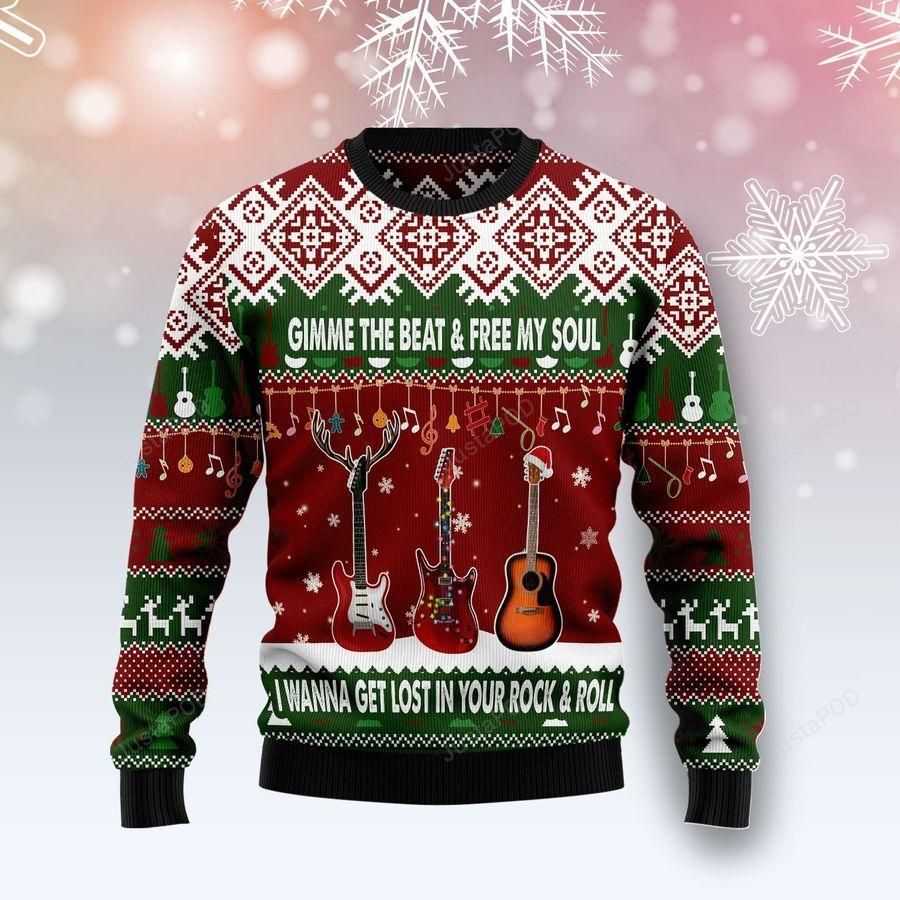 Guitar Gimme The Beat Ugly Christmas Sweater Guitar Gimme The Beat Ugly Christmas Sweater