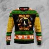 Halloween Black Cat Mask Up Witches Ugly Christmas Sweater