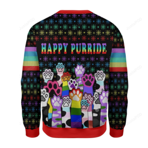 Happy Purride Cat LGBT Ugly Christmas Sweater