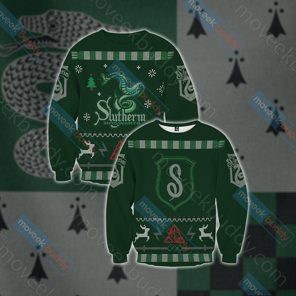 Harry Potter Cunning Like A Slytherin Winter Ugly Christmas Sweater Harry Potter Cunning Like A Slytherin Winter Ugly Christmas Sweater
