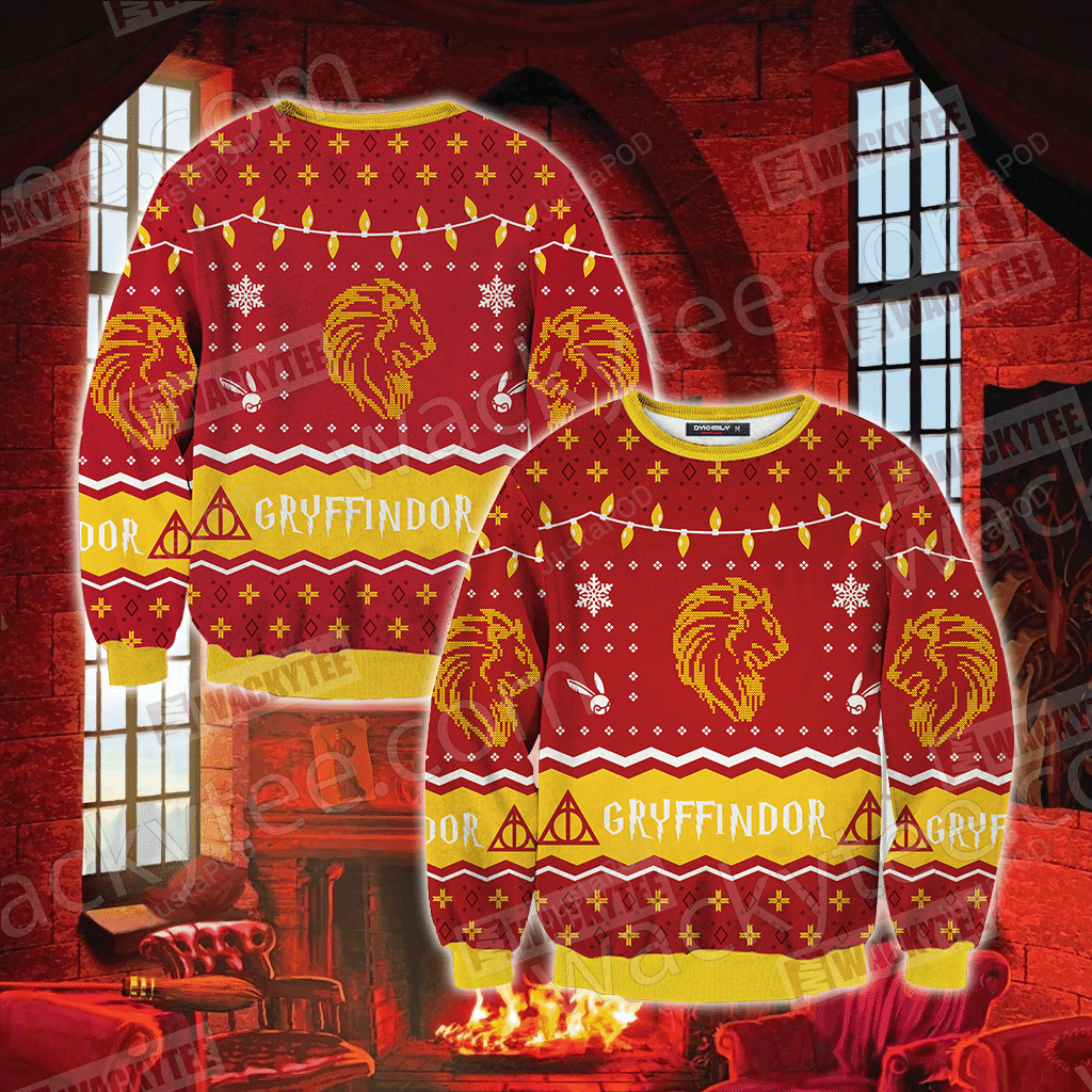 Harry Potter Gryffindor House Christmas Style Ugly Sweater Harry Potter Gryffindor House Christmas Style Ugly Sweater