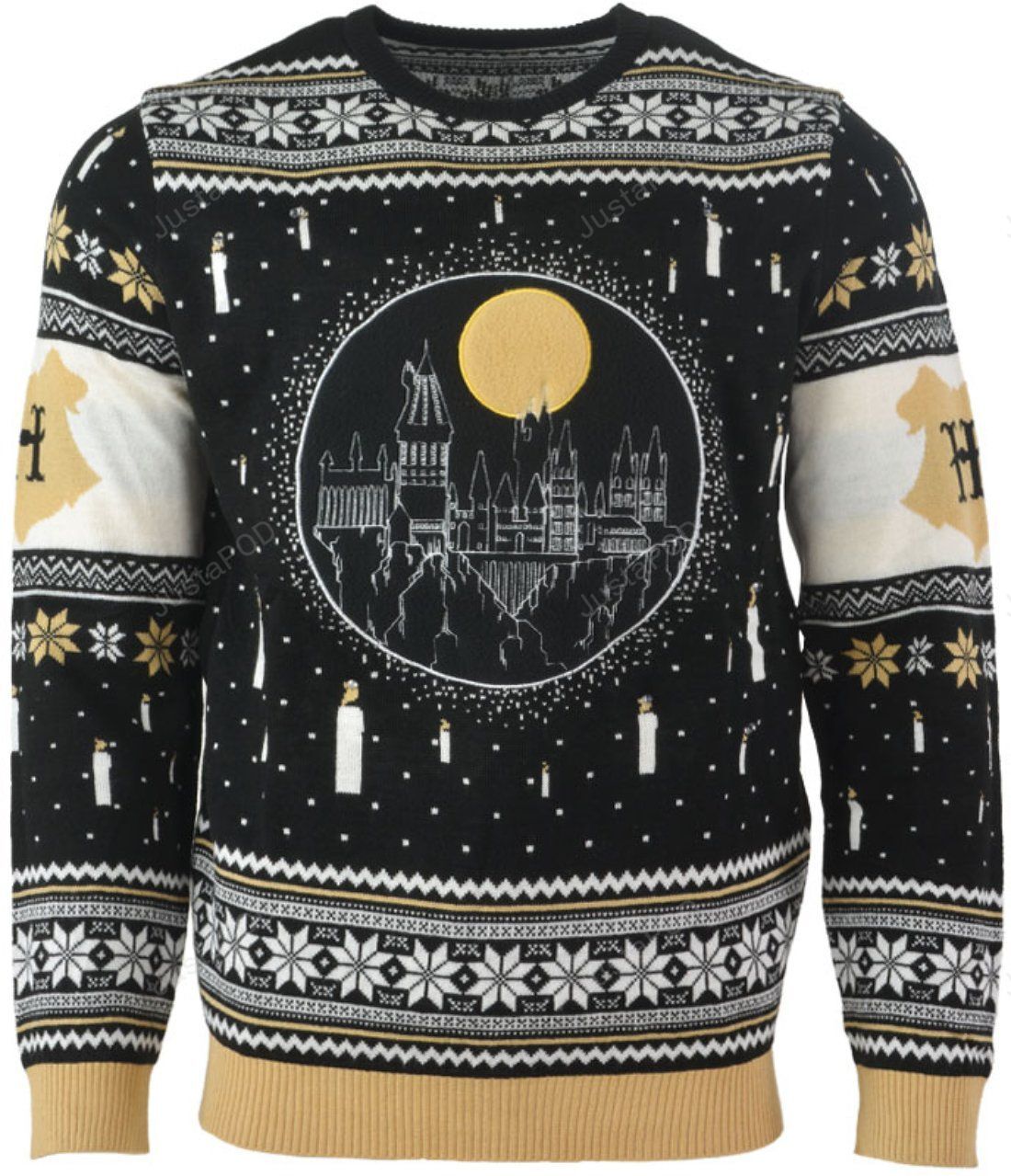 Harry Potter Hogwarts Castle Candles LED Christmas Ugly Sweater Harry Potter Hogwarts Castle Candles LED Christmas Ugly Sweater
