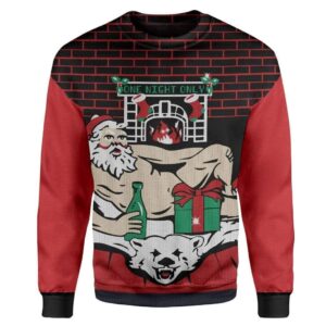 Heater Nude Santa Claus Present Wine For Unisex Ugly Christmas Sweater