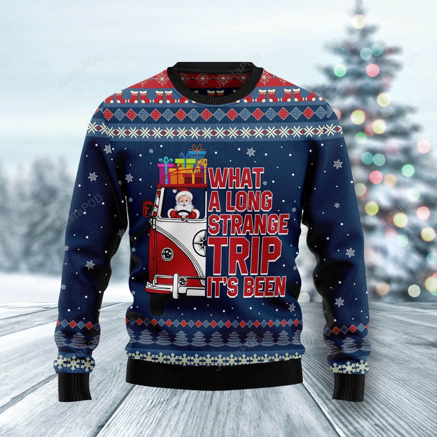 Hippie Bus What A Long Strange Trip Its Been For Unisex Ugly Christmas Sweater Hippie Bus What A Long Strange Trip Its Been For Unisex Ugly Christmas Sweater