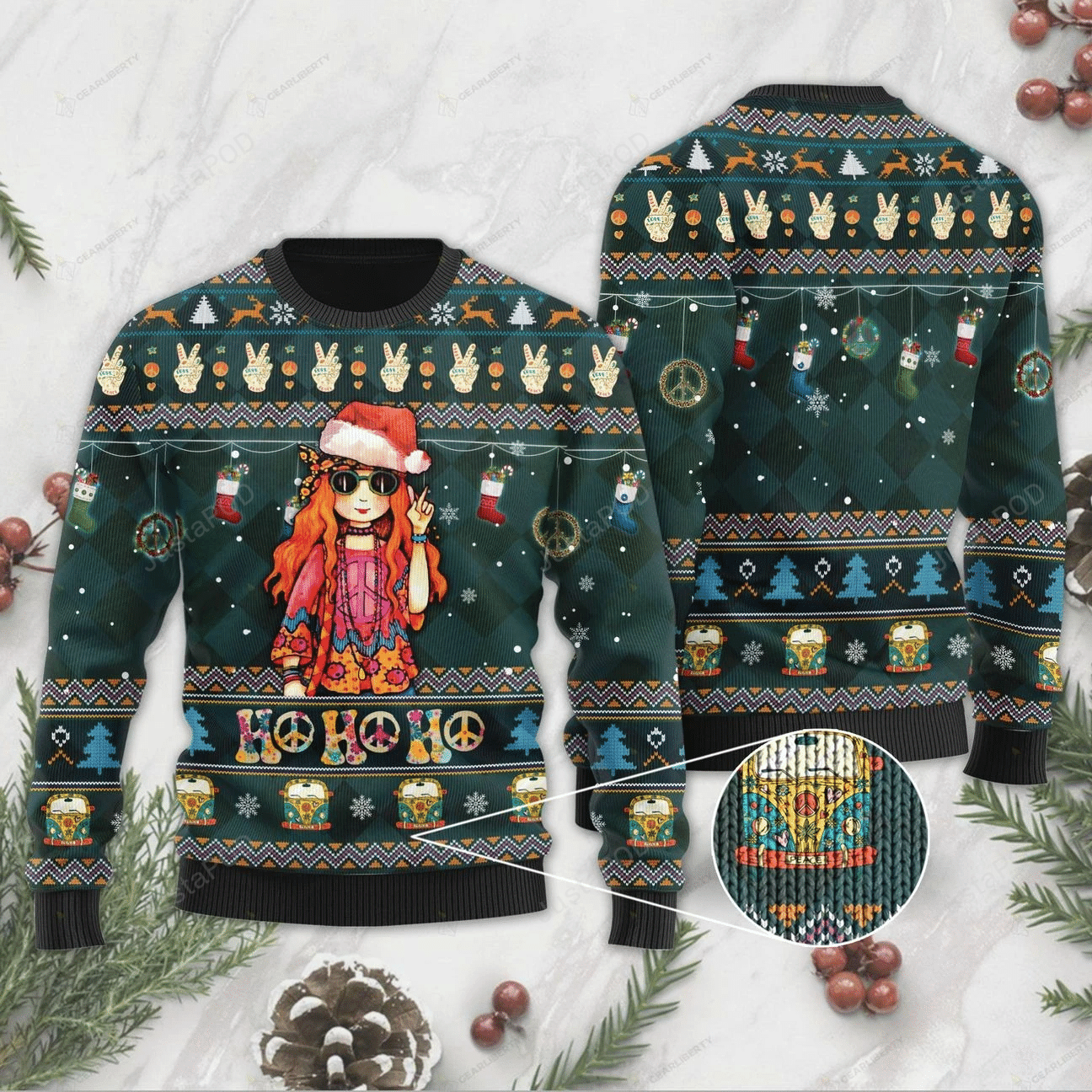 Hippie Lovers Ugly Christmas Sweater Hippie Lovers Ugly Christmas Sweater