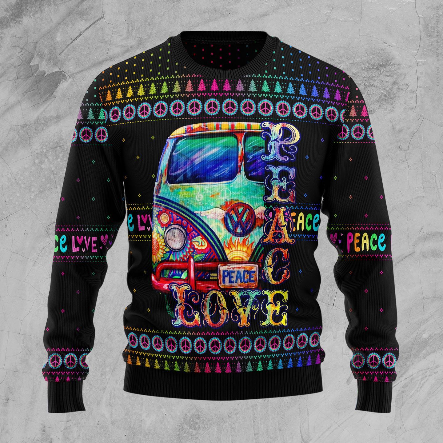 Hippie Peace Love Ugly Christmas Sweater Hippie Peace Love Ugly Christmas Sweater