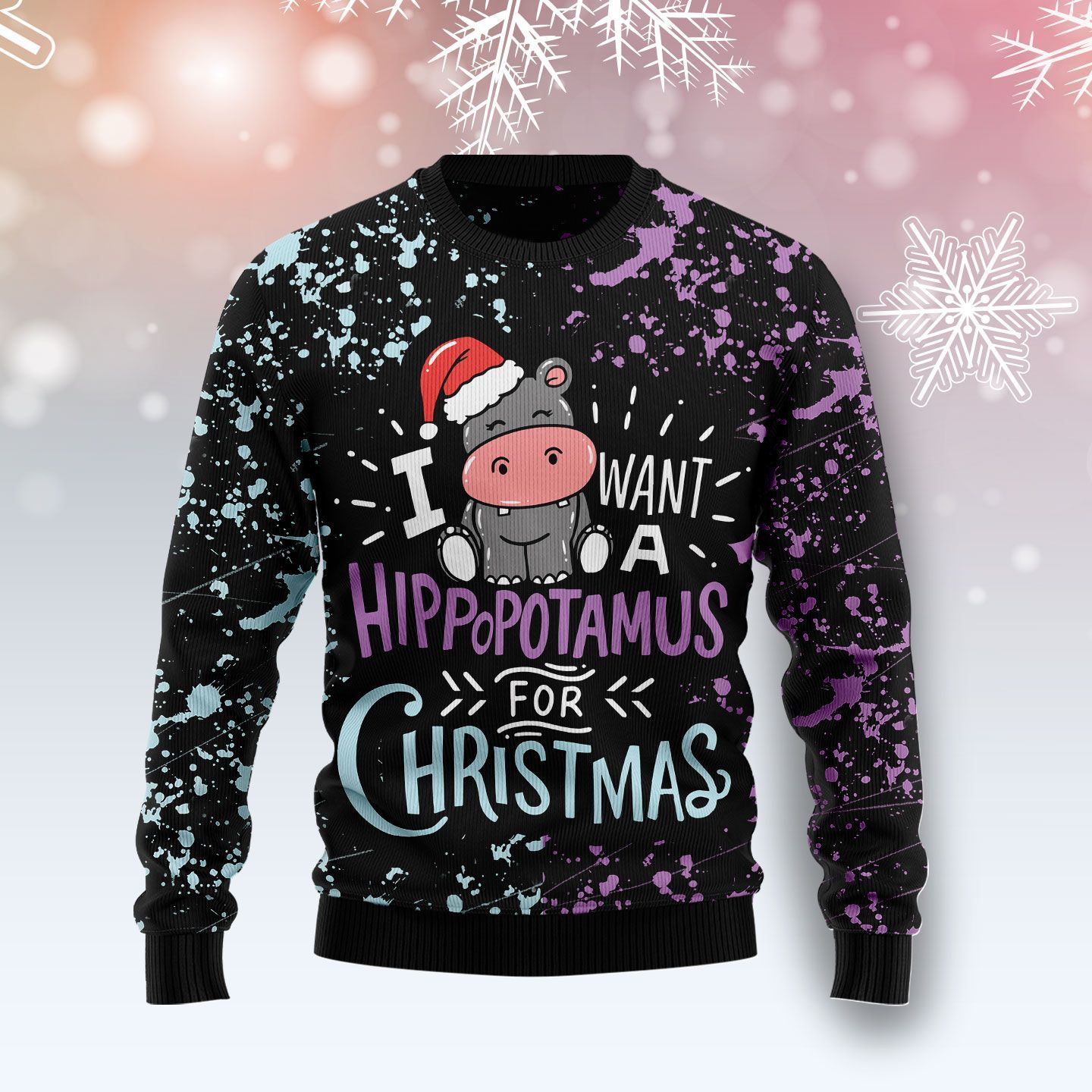 Hippo Christmas Ugly Christmas Sweater Hippo Christmas Ugly Christmas Sweater