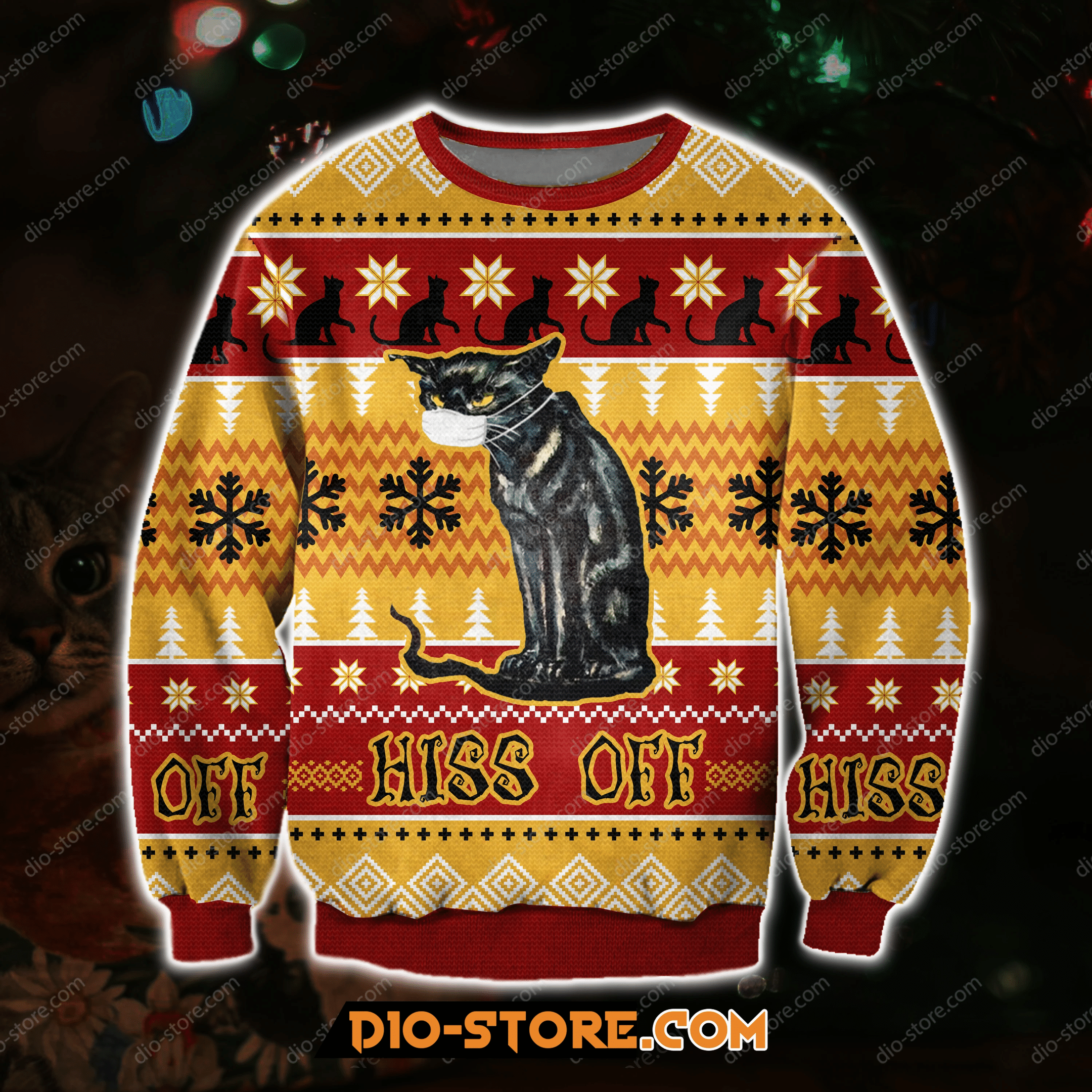 Hiss Off Cat 3D All Over Print Ugly Christmas Sweater Hiss Off Cat 3D All Over Print Ugly Christmas Sweater