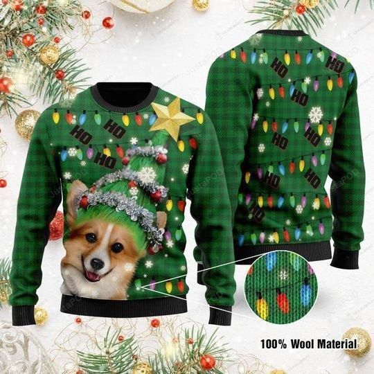 Ho Ho Ho Corgi Dog Christmas Tree Ugly Christmas Sweater Ho Ho Ho Corgi Dog Christmas Tree Ugly Christmas Sweater
