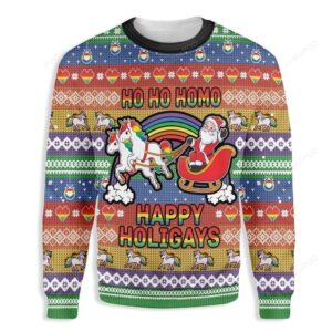 Ho Ho Ho Homo Happy Holigays Ugly Christmas Sweater