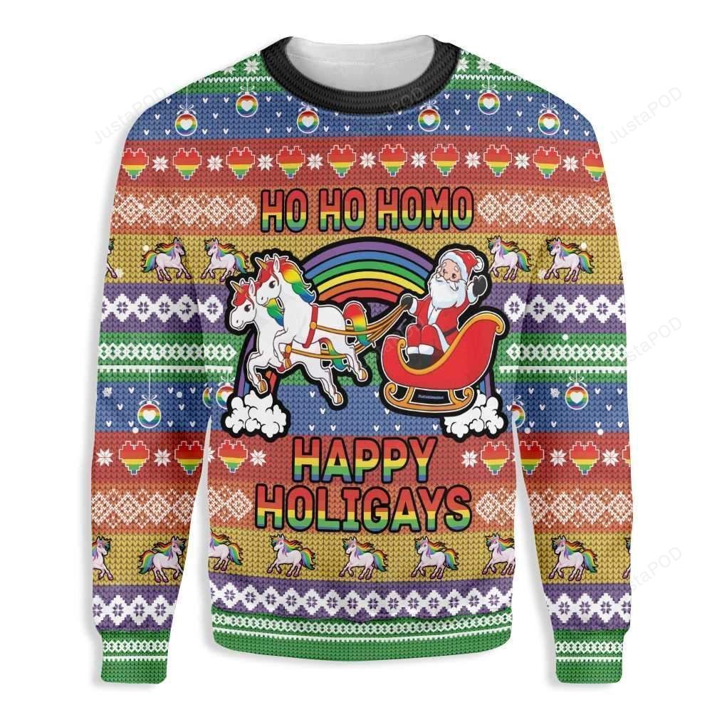 Ho Ho Ho Homo Happy Holigays Ugly Christmas Sweater Ho Ho Ho Homo Happy Holigays Ugly Christmas Sweater