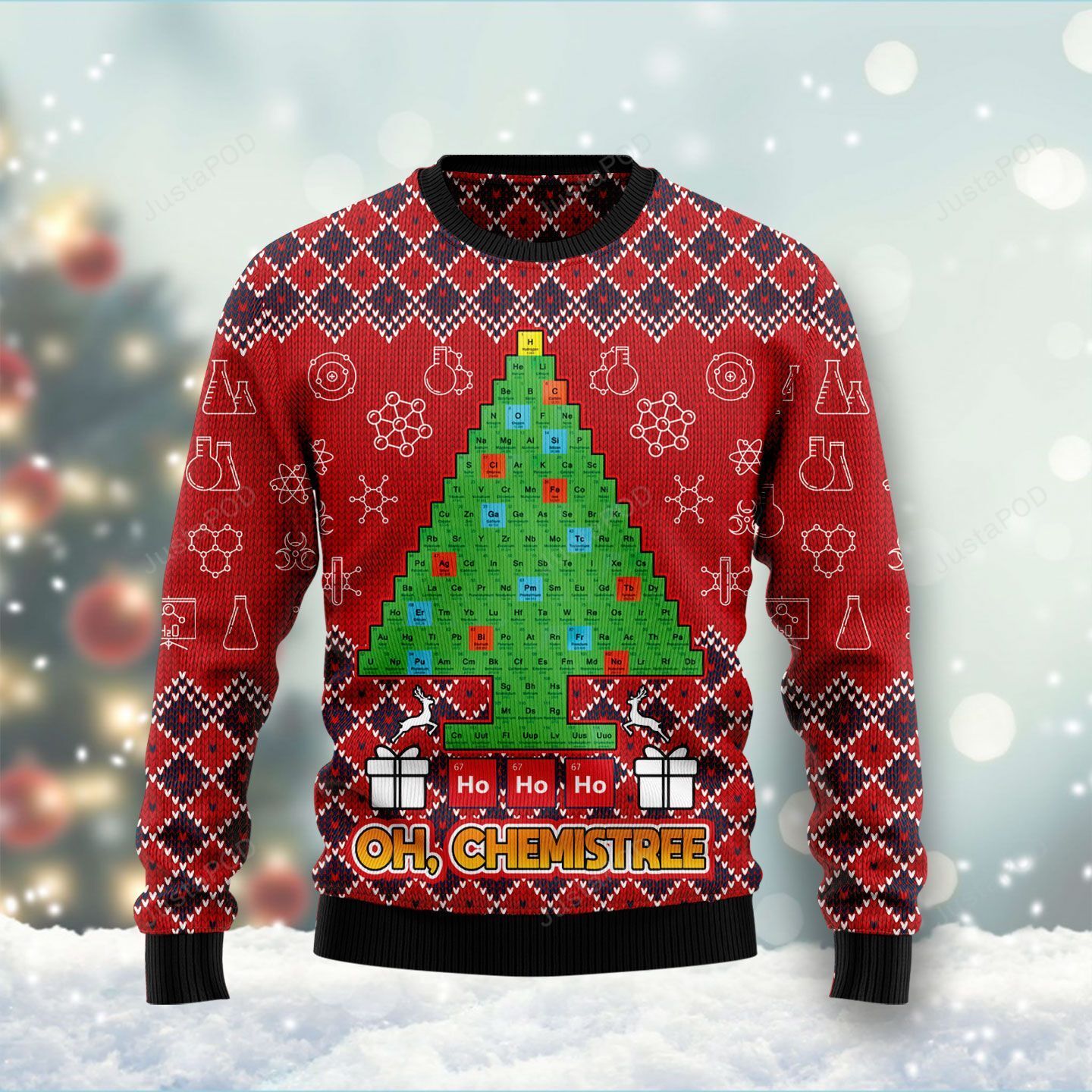 Ho Ho Ho Oh Chemistree Periodic Table Ugly Christmas Sweater Ho Ho Ho Oh Chemistree Periodic Table Ugly Christmas Sweater