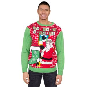 Holiday Cheers! Santa With Beer Holder Stocking For Unisex Ugly Christmas Sweater