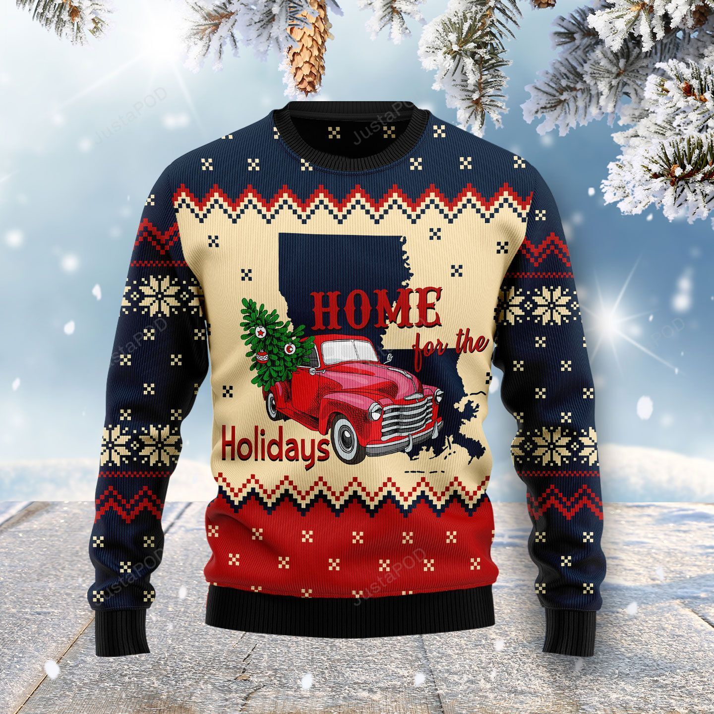 Home For The Holidays Louisiana Ugly Christmas Sweater Home For The Holidays Louisiana Ugly Christmas Sweater