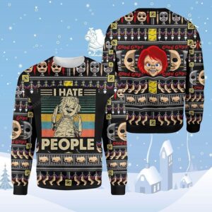 Horror Chucky Ugly I Hate People For Unisex Ugly Christmas Sweater
