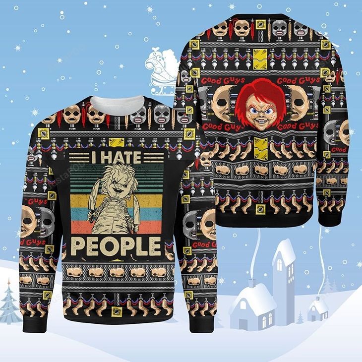 Horror Chucky Ugly I Hate People For Unisex Ugly Christmas Sweater Horror Chucky Ugly I Hate People For Unisex Ugly Christmas Sweater