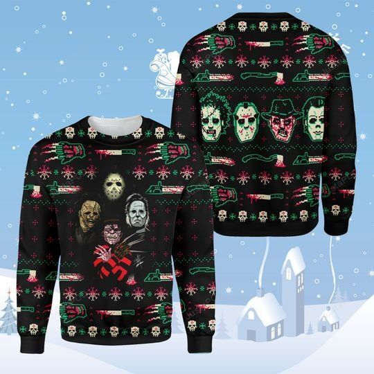 Horror Killer Character For Unisex Ugly Christmas Sweater Horror Killer Character For Unisex Ugly Christmas Sweater