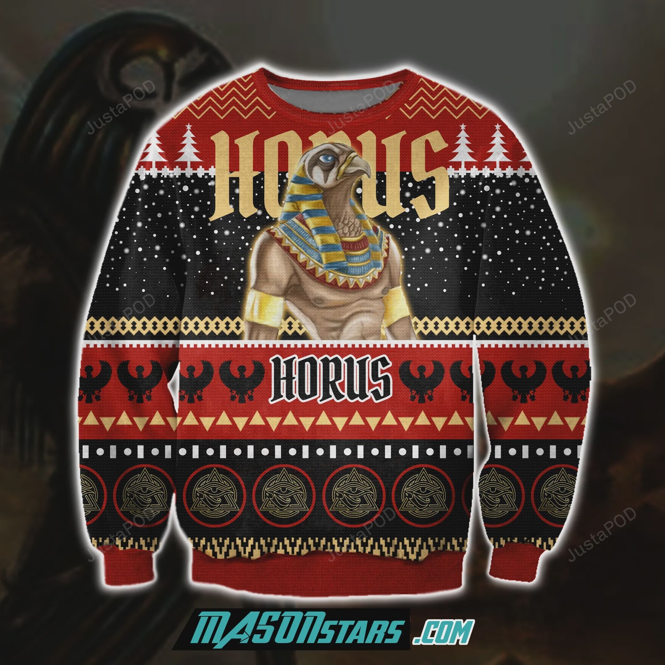 Horus 3D Print Knitting Pattern Ugly Christmas Sweater Horus 3D Print Knitting Pattern Ugly Christmas Sweater