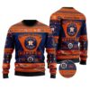 Houston Astros Football Team Logo Custom Name Personalized Ugly Christmas Sweater