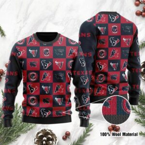 Houston Texans Logo Checkered Flannel Ugly Christmas Sweater