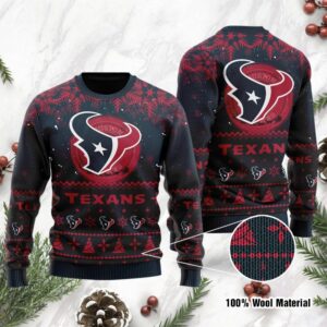 Houston Texans Santa Claus In The Moon Ugly Christmas Sweater