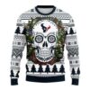 Houston Texans Skull Flower Ugly Christmas Sweater