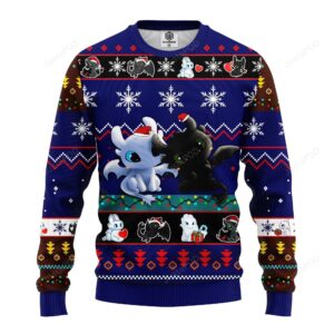 How To Train Your Dragon Toothless Love Ugly Christmas Sweater Blue