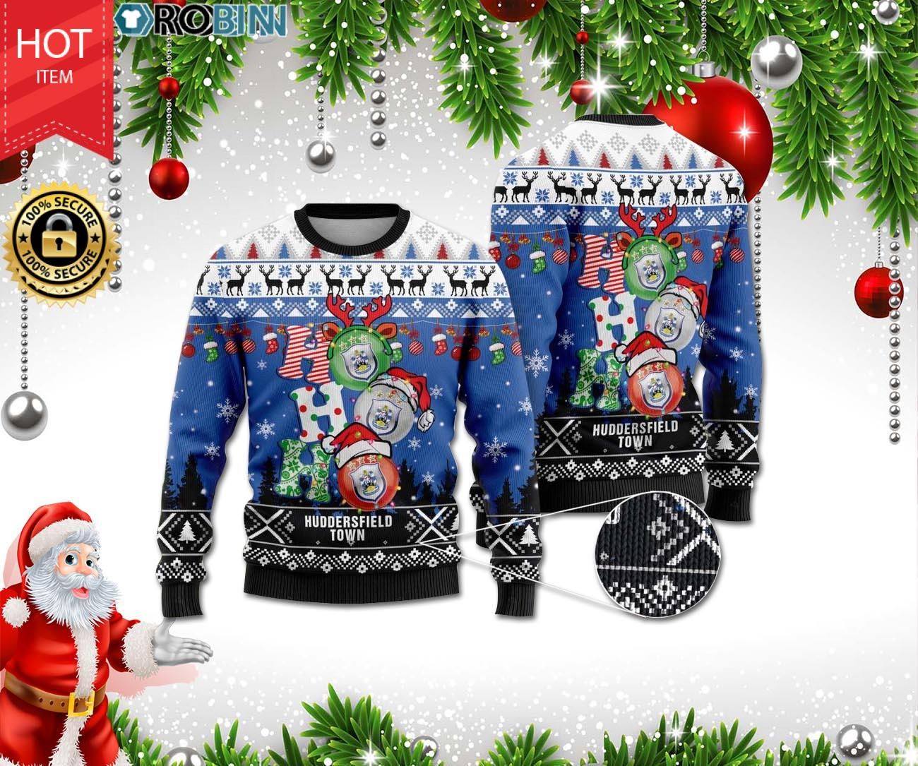 Huddersfield Town Ho Ho Ho 3D Print Christmas Wool Sweater Huddersfield Town Ho Ho Ho 3D Print Christmas Wool Sweater