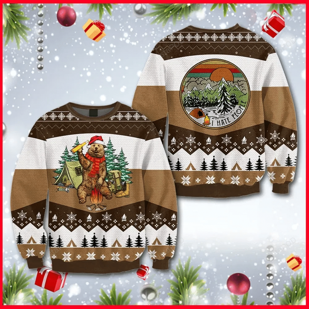 I Hate People Bear Beer Ugly Christmas Sweater I Hate People Bear Beer Ugly Christmas Sweater
