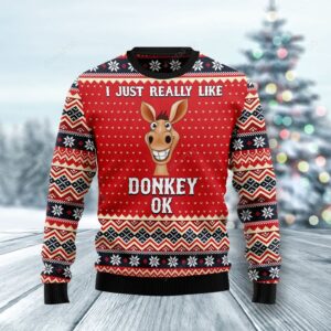 I Just Really Like Donkey OK Ugly Christmas Sweater