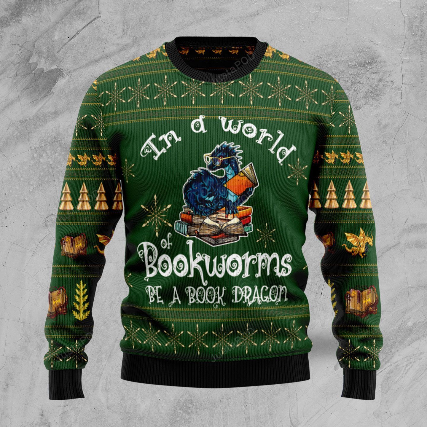 In A World Of Bookworms Be A Book Dragon Ugly Christmas Sweater In A World Of Bookworms Be A Book Dragon Ugly Christmas Sweater