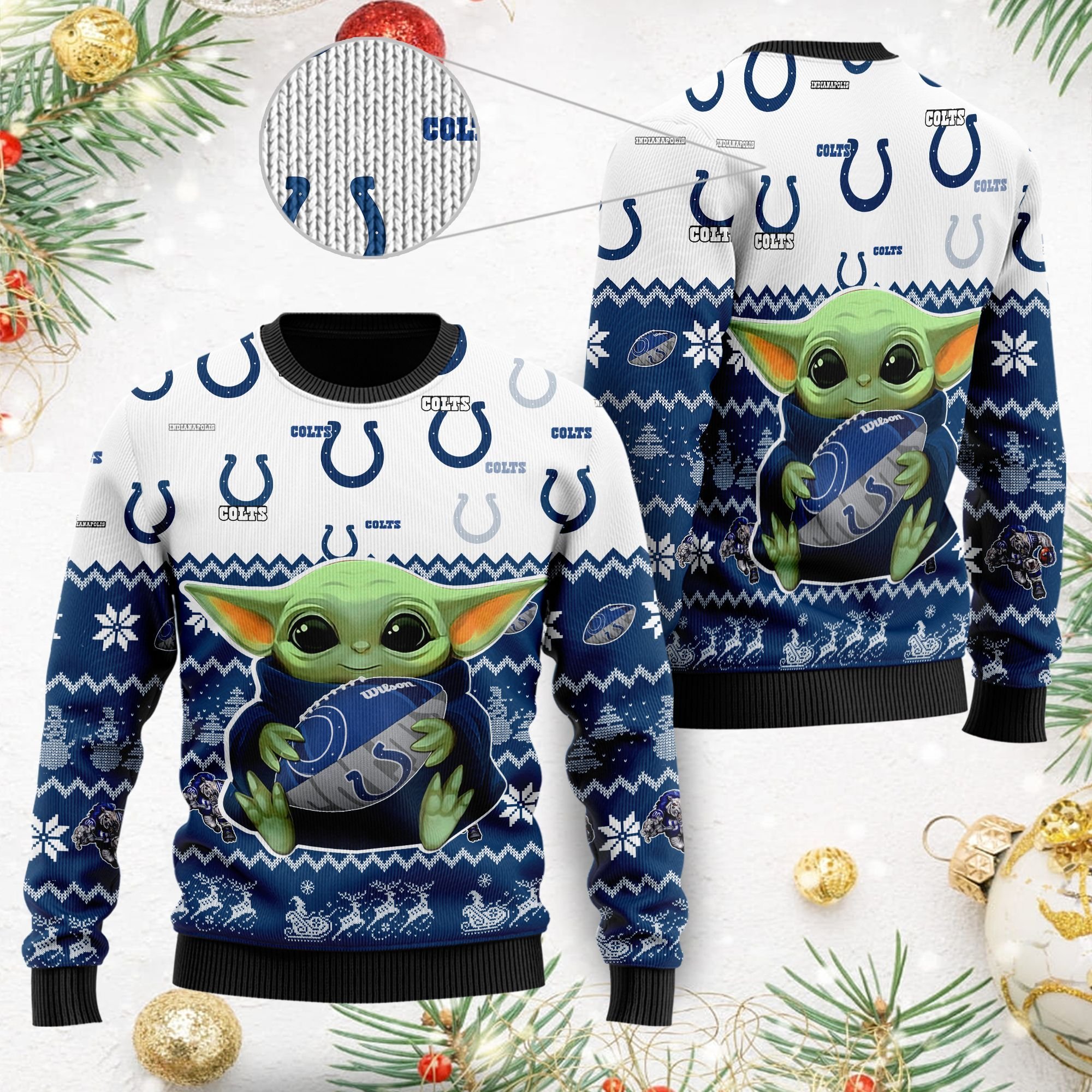 Indianapolis Colts Baby Yoda Ugly Christmas Sweater Indianapolis Colts Baby Yoda Ugly Christmas Sweater