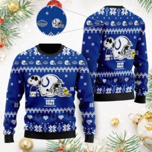 Indianapolis Colts Cute The Snoopy Show Football Helmet 3D All Over Print Ugly Christmas Sweater