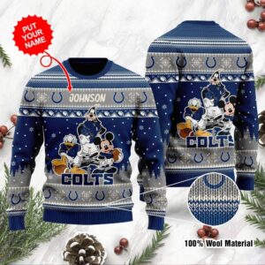 Indianapolis Colts Disney Donald Duck Mickey Mouse Goofy Personalized Ugly Christmas Sweater