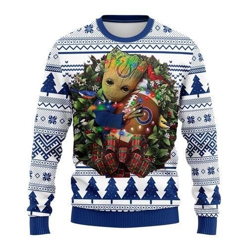 Indianapolis Colts Groot Hug Ugly Christmas Sweater Indianapolis Colts Groot Hug Ugly Christmas Sweater