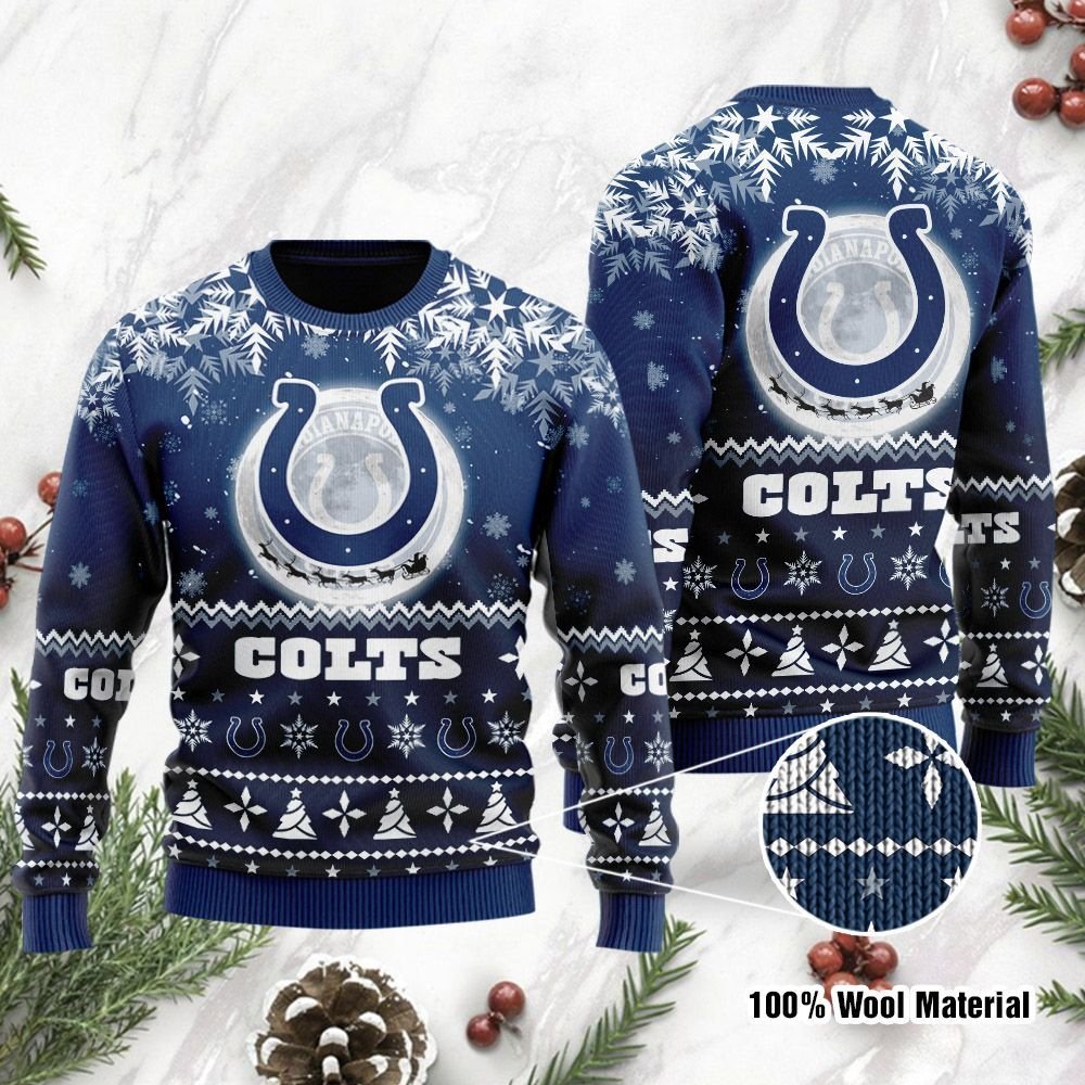 Indianapolis Colts Santa Claus In The Moon Ugly Christmas Sweater Indianapolis Colts Santa Claus In The Moon Ugly Christmas Sweater