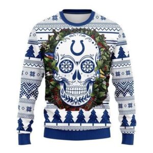 Indianapolis Colts Skull Flower Ugly Christmas Sweater