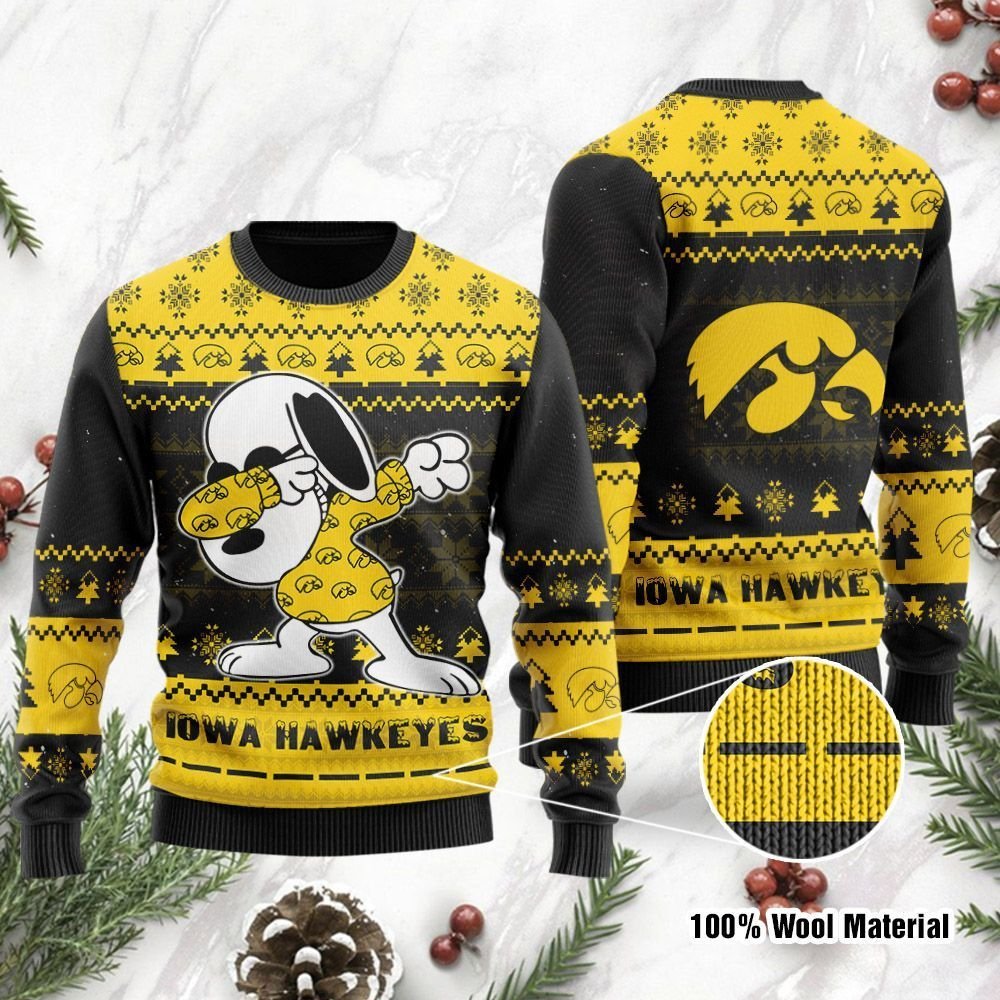 Iowa Hawkeyes Snoopy Dabbing Ugly Christmas Sweater Iowa Hawkeyes Snoopy Dabbing Ugly Christmas Sweater