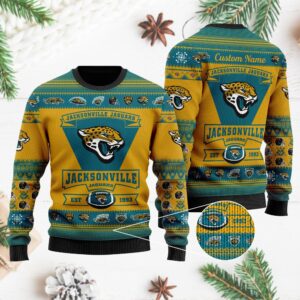 Jacksonville Jaguars Football Team Logo Personalized Ugly Christmas Sweater