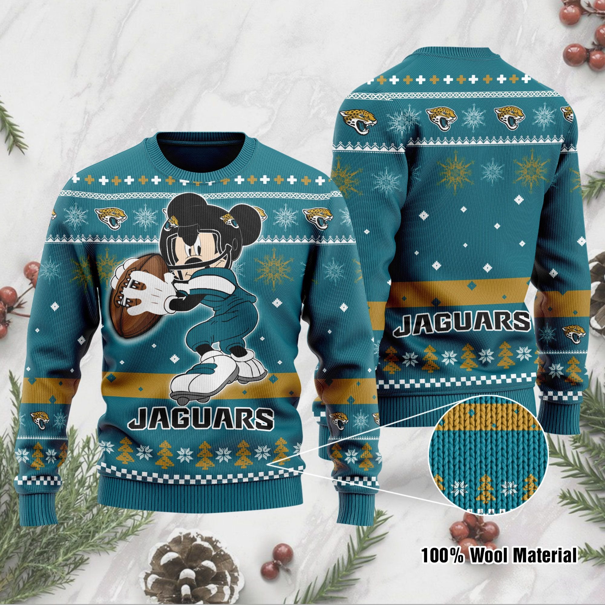 Jacksonville Jaguars Mickey Mouse Funny Ugly Christmas Sweater Jacksonville Jaguars Mickey Mouse Funny Ugly Christmas Sweater