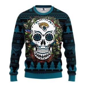 Jacksonville Jaguars Skull Flower Ugly Christmas Sweater