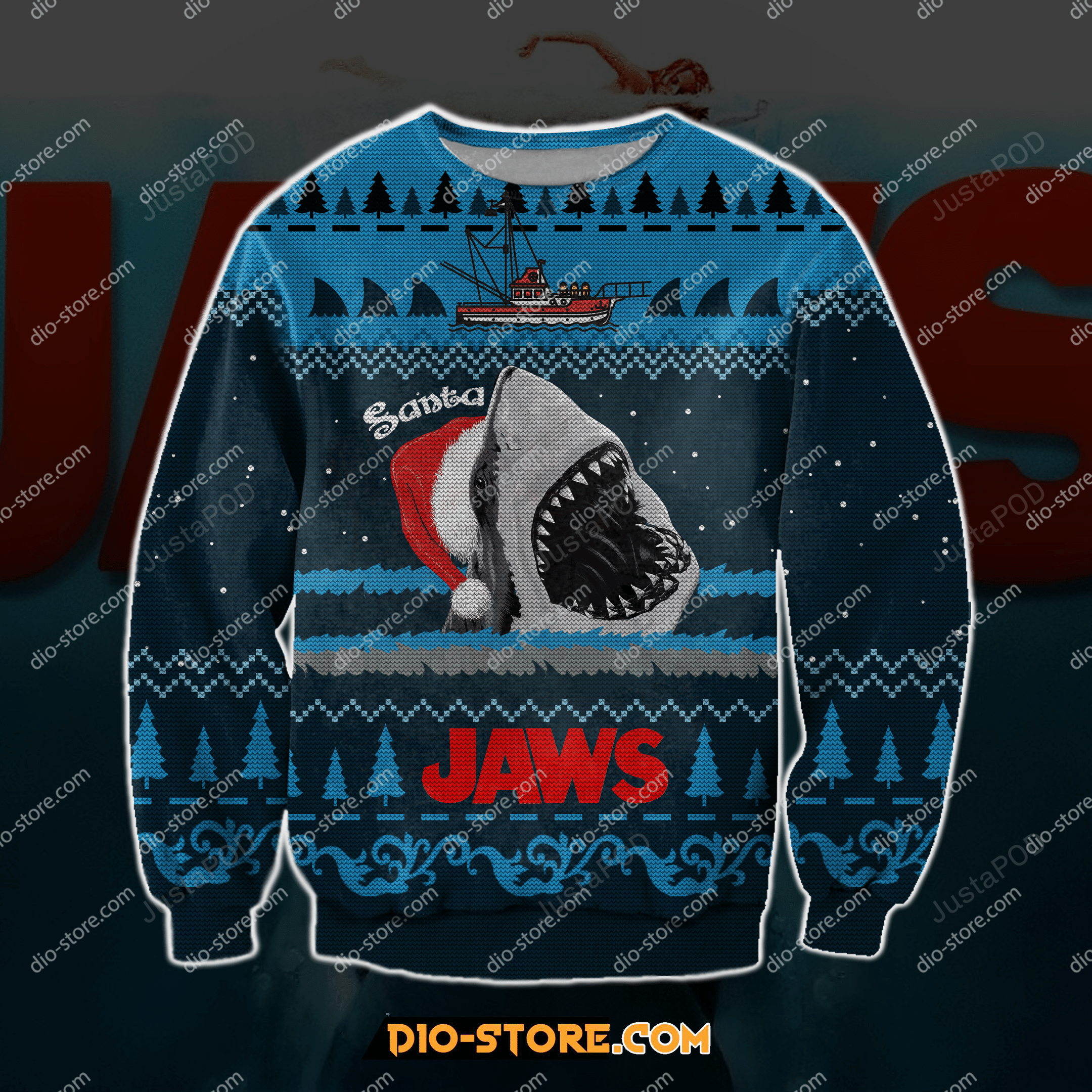 Jaws 3d Print Knitting Pattern Ugly Christmas Sweater Jaws 3d Print Knitting Pattern Ugly Christmas Sweater