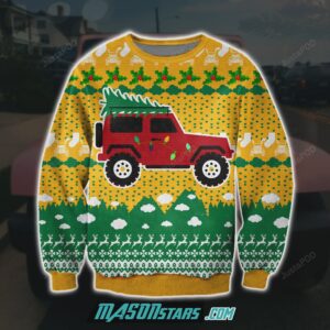 Jeep car 3D Print Knitting Pattern Ugly Christmas Sweater